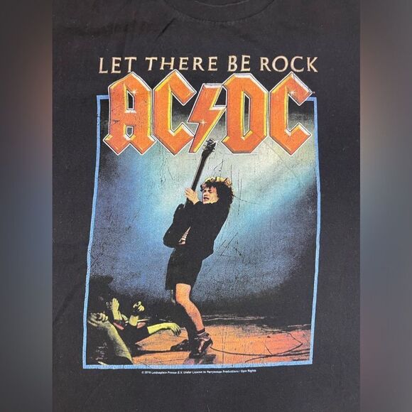 ACDC Let There Be Rock Graphic T-shirt Women Large Black Short Sleeve Music - Picture 2 of 6